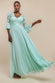 Scalloped Lace Bodice Pleated Chiffon A Line Maxi Dress DR4390
