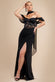 Scalloped Lace & Chiffon Winged Corset Bodice Maxi Dress DR4397