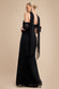 Scalloped Lace & Chiffon Winged Corset Bodice Maxi Dress DR4397