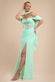 Scalloped Lace & Chiffon Winged Corset Bodice Maxi Dress DR4397