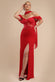 Scalloped Lace & Chiffon Winged Corset Bodice Maxi Dress DR4397