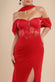 Scalloped Lace & Chiffon Winged Corset Bodice Maxi Dress DR4397