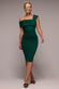 Scuba Crepe Pleated Drop Shoulder Midi Dress DR4490