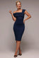 Scuba Crepe Pleated Drop Shoulder Midi Dress DR4490