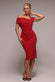 Scuba Crepe Pleated Drop Shoulder Midi Dress DR4490