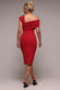 Scuba Crepe Pleated Drop Shoulder Midi Dress DR4490