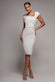 Scuba Crepe Pleated Drop Shoulder Midi Dress DR4490