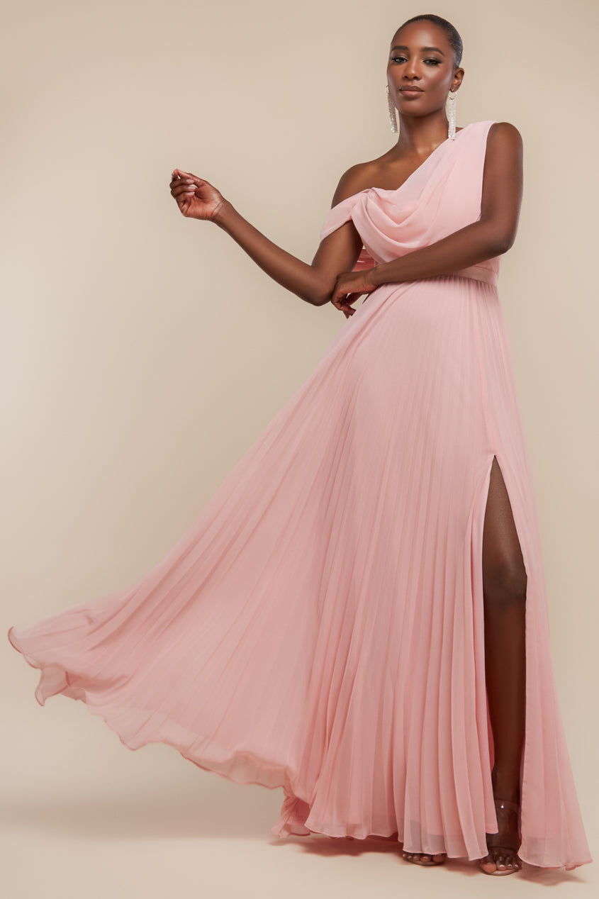 open lace back dress Off The Shoulder Frill Gathered Maxi Dress - Rose Pink