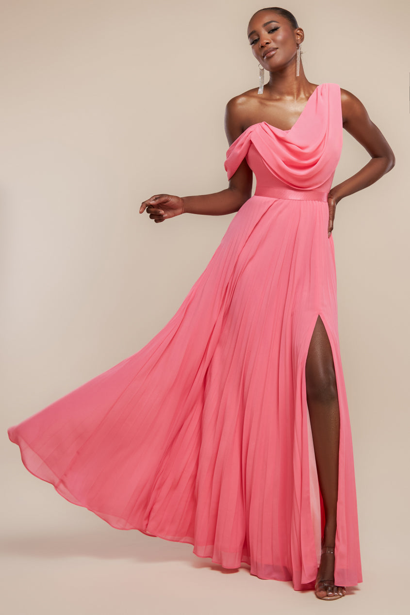 goddiva cowl neck chiffon maxi dress product info and reviews Cowl Neck Chiffon Maxi Dress - Purple