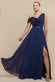 Cowl Neck One Shoulder A Line Chiffon Maxi Dress DR4506