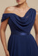 Cowl Neck One Shoulder A Line Chiffon Maxi Dress DR4506