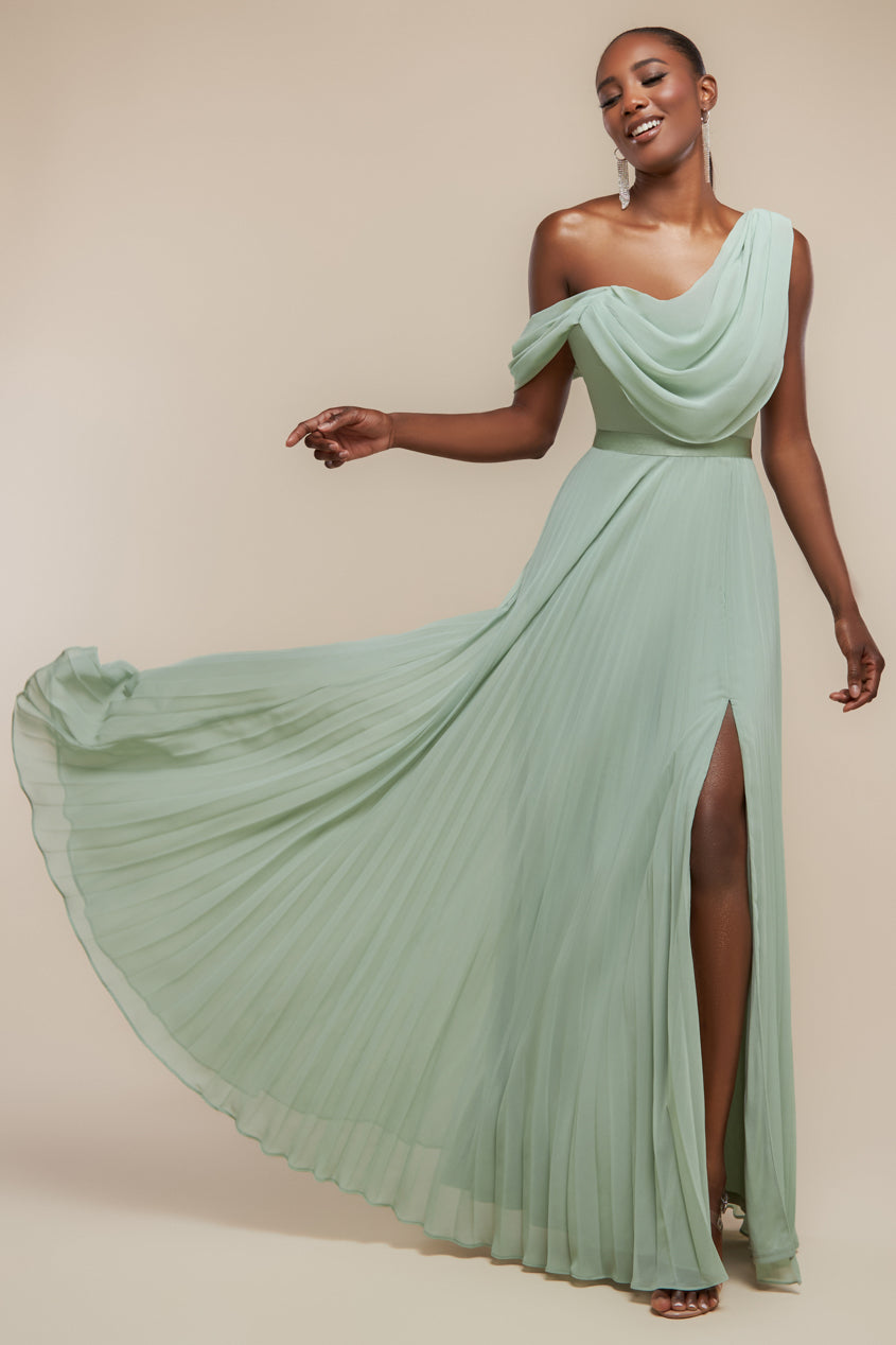 goddiva cowl neck chiffon maxi dress reviews Chiffon Bardot Cowl Neck Maxi Dress - Duskyblue