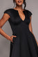 Cap Sleeve Plunging V-Neckline A-line Midi Dress DR4540