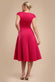 Cap Sleeve Plunging V-Neckline A-line Midi Dress DR4540