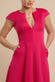 Cap Sleeve Plunging V-Neckline A-line Midi Dress DR4540
