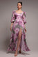PUFF SLEEVE A-LINE PRINTED CHIFFON MAXI DRESS WITH SPLIT BY GODDIVA DR4550
