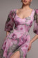 PUFF SLEEVE A-LINE PRINTED CHIFFON MAXI DRESS WITH SPLIT BY GODDIVA DR4550