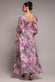 PUFF SLEEVE A-LINE PRINTED CHIFFON MAXI DRESS WITH SPLIT BY GODDIVA DR4550