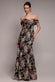 Cowl Neck Floral Print Jacquard Chiffon Maxi Dress DR4583
