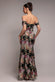 Cowl Neck Floral Print Jacquard Chiffon Maxi Dress DR4583