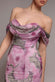 Cowl Neck Floral Print Jacquard Chiffon Maxi Dress DR4583