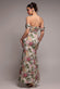 Cowl Neck Floral Print Jacquard Chiffon Maxi Dress DR4583