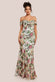 Cowl Neck Floral Print Jacquard Chiffon Maxi Dress DR4583