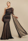Gathered One Sleeve Angel Wing Mermaid Maxi Dress DR4593
