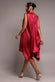Cowl Neck Back Wing Satin High Low Midi Dress DR4608