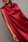 Cowl Neck Back Wing Satin High Low Midi Dress DR4608