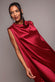 Cowl Neck Back Wing Satin High Low Midi Dress DR4608