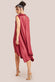 Cowl Neck Back Wing Satin High Low Midi Dress DR4608