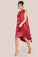 Cowl Neck Back Wing Satin High Low Midi Dress DR4608