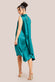 Cowl Neck Back Wing Satin High Low Midi Dress DR4608