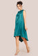 Cowl Neck Back Wing Satin High Low Midi Dress DR4608