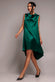 Cowl Neck Back Wing Satin High Low Midi Dress DR4608