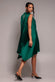 Cowl Neck Back Wing Satin High Low Midi Dress DR4608