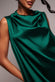 Cowl Neck Back Wing Satin High Low Midi Dress DR4608