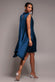 Cowl Neck Back Wing Satin High Low Midi Dress DR4608