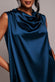 Cowl Neck Back Wing Satin High Low Midi Dress DR4608