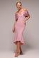Twist Knot Satin & Scuba Bardot High Low Midi Dress DR4617