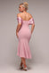 Twist Knot Satin & Scuba Bardot High Low Midi Dress DR4617