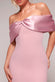 Twist Knot Satin & Scuba Bardot High Low Midi Dress DR4617