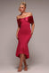 Twist Knot Satin & Scuba Bardot High Low Midi Dress DR4617