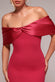 Twist Knot Satin & Scuba Bardot High Low Midi Dress DR4617