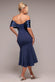 Twist Knot Satin & Scuba Bardot High Low Midi Dress DR4617