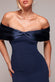 Twist Knot Satin & Scuba Bardot High Low Midi Dress DR4617