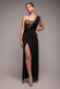 One Shoulder Diamante Chiffon Evening Maxi Dress DR4625