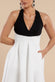 Contrast Halter Neck Pleated A-Line Midaxi Dress DR4630