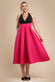 Contrast Halter Neck Pleated A-Line Midaxi Dress DR4630